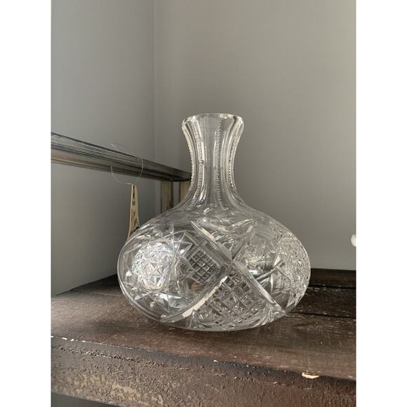 Crystal Carafe Vintage Vase Diamond Zipper Cut Decanter Clear - Picture 7 of 11
